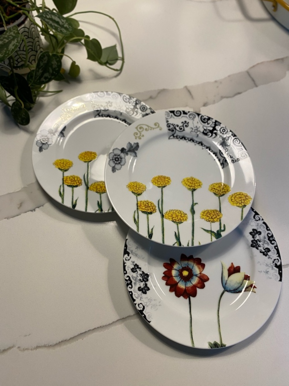 Anthropologie || Eclectic Floral 8.25” Plates - 3